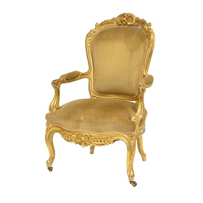 Lot 293 - French carved and giltwood armchair