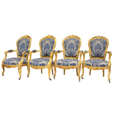 Lot 297 - Set of four late 19th Century armchairs