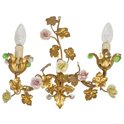 Lot 191 - Three gilt metal and glass chandeliers