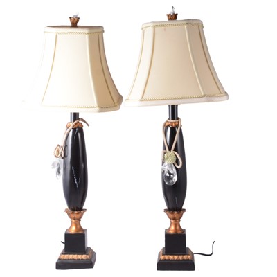 Lot 453 - Pair of modern marble-effect table lamps