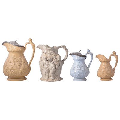 Lot 131 - Six relief-moulded jugs