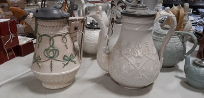 Lot 44 - Six Staffordshire stoneware jugs and pots
