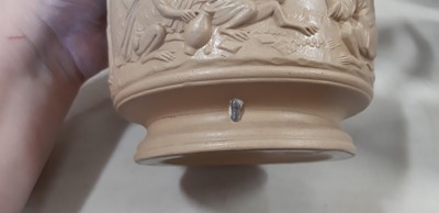 Lot 41 - Six buff-coloured relief-moulded jugs