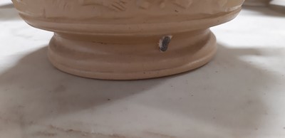 Lot 41 - Six buff-coloured relief-moulded jugs