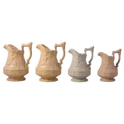 Lot 140 - Six relief-moulded jugs