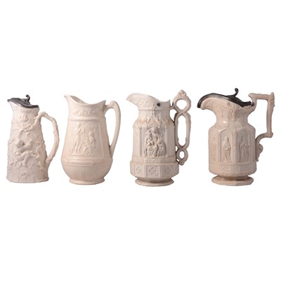 Lot 143 - Six relief-moulded jugs