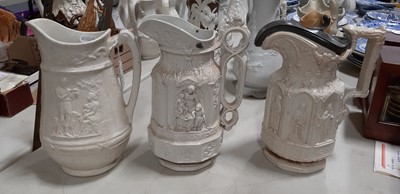 Lot 42 - Six relief-moulded jugs