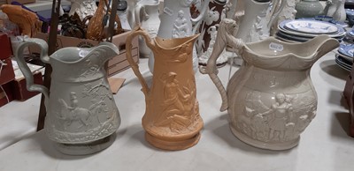 Lot 43 - Six relief-moulded jugs