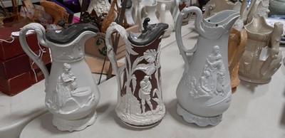 Lot 43 - Six relief-moulded jugs
