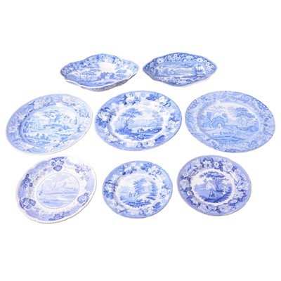 Lot 147 - Eight items of blue and white transferware
