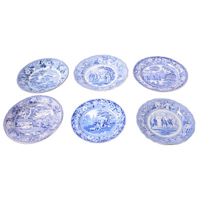 Lot 149 - Six blue and white transferware plates