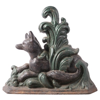 Lot 176 - A cast iron door stop, in the form of a resting fox