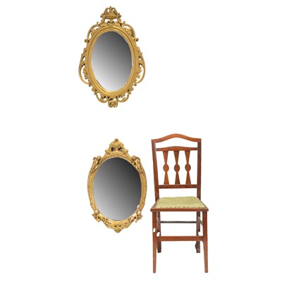Lot 455 - Two modern gilt framed wall mirrors and an Edwardian bedroom chair
