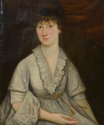Lot 370 - English School, pair of portraits, William and Jane Wright Tibbits