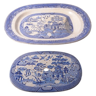 Lot 83 - Victorian Staffordshire pottery meat plate and drainer
