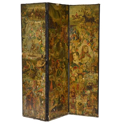 Lot 476 - Victorian decoupage screen
