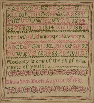 Lot 354 - Two needlework samplers