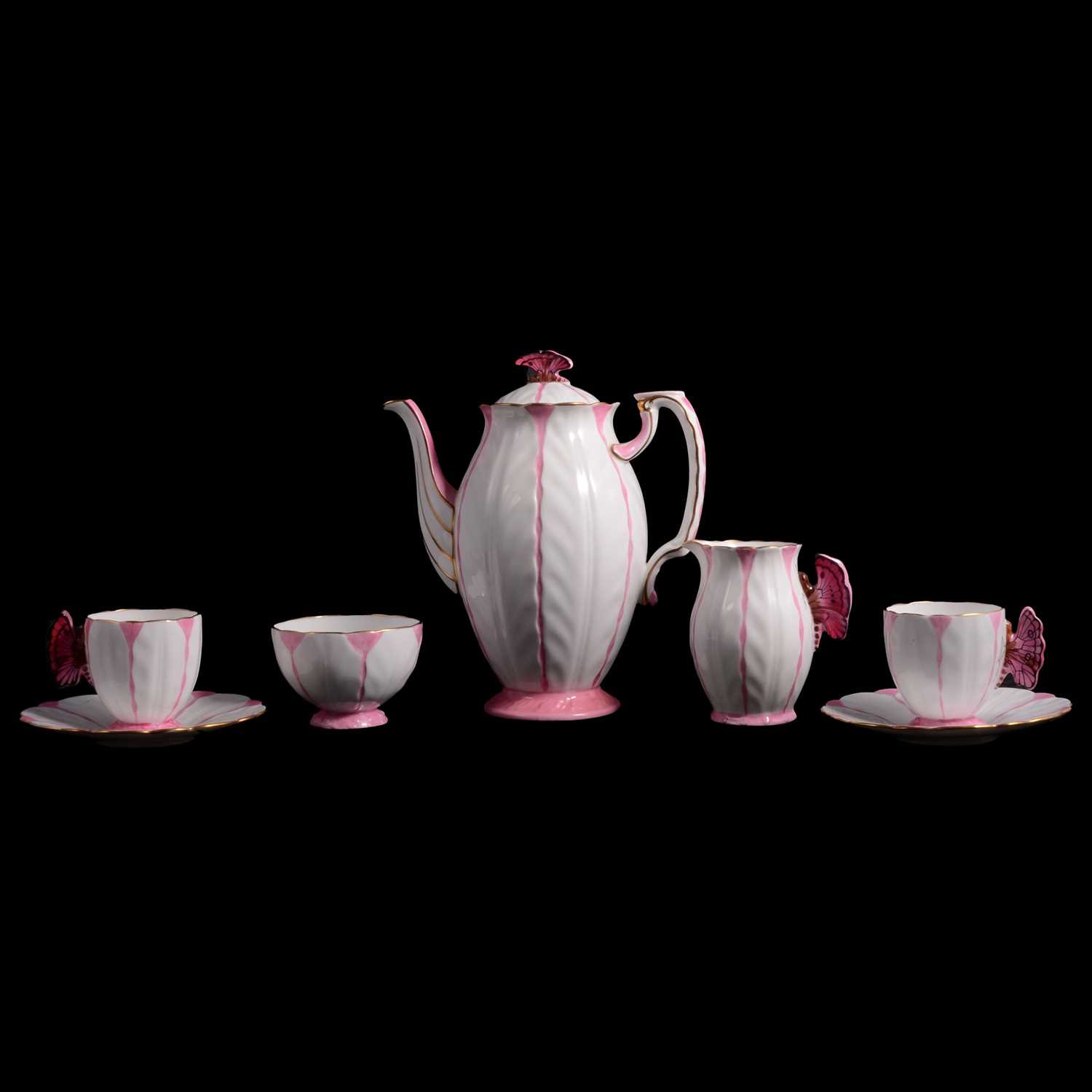 Lot 13 - Aynsley Art Deco coffee set - Butterfly design