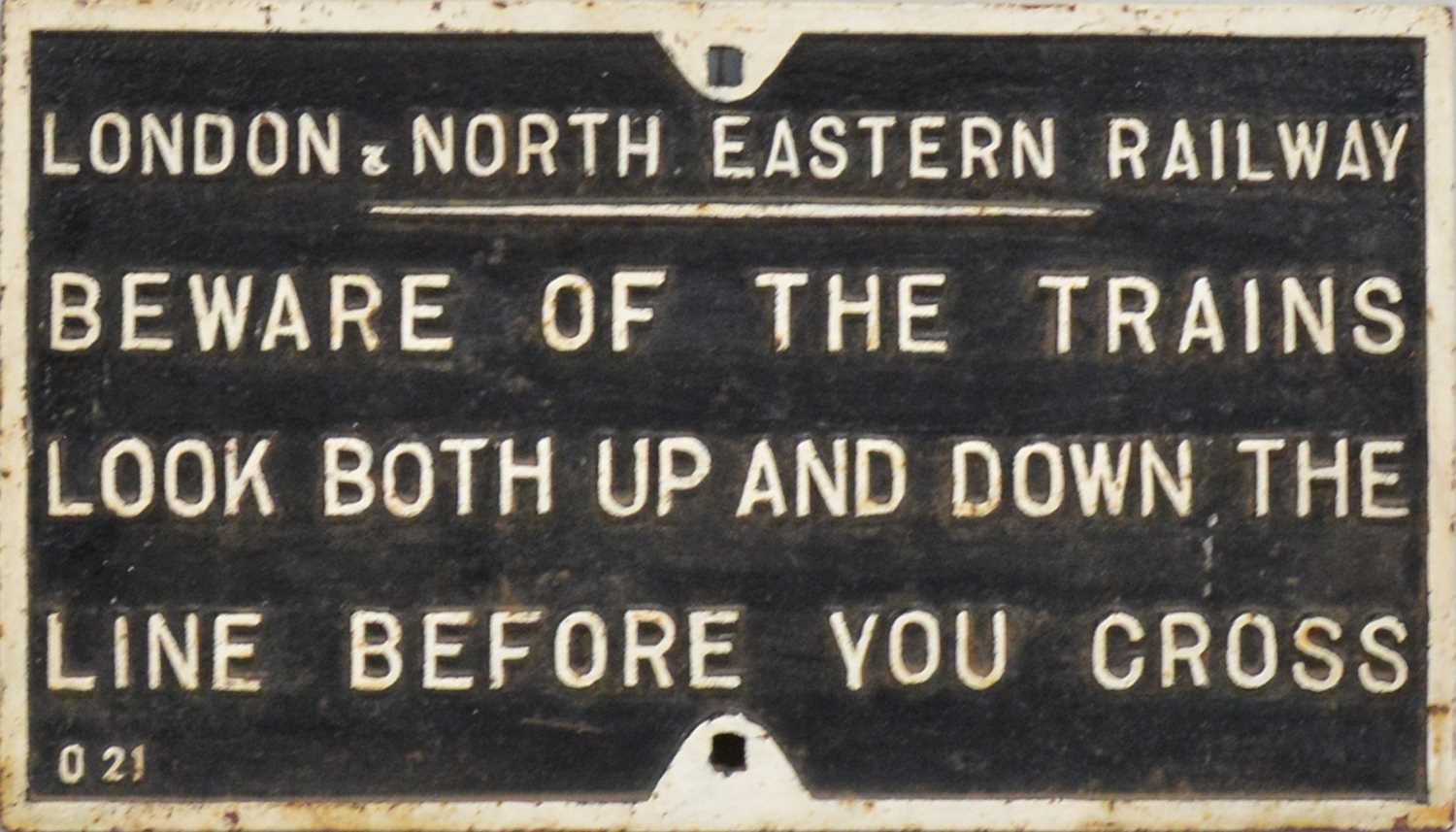 Lot 237 - Railwayana: Cast Iron LNER railway sign, and