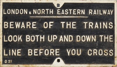 Lot 237 - Railwayana: Cast Iron LNER railway sign, and another enamelled sign