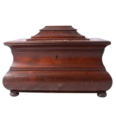 Lot 216 - Large Victorian mahogany Sarcophagus form casket