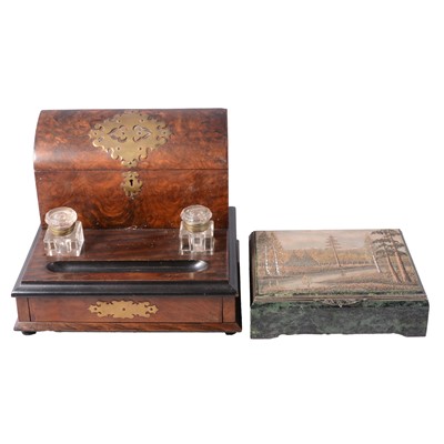 Lot 186 - Victorian burr walnut correspondence box, and a European jewellery box