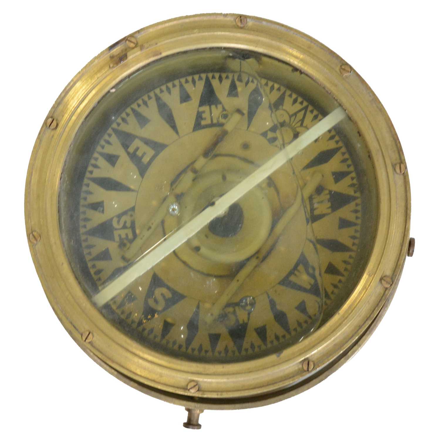 Compass Gold Casing Lot 188 - Ship's compass, brass casing