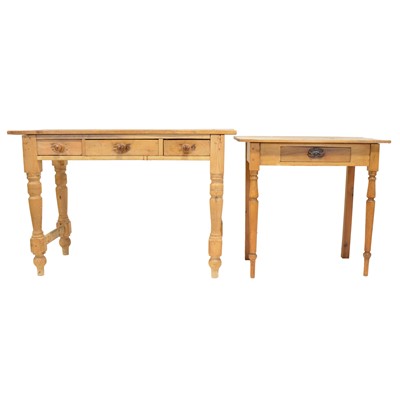 Lot 422 - Stripped pine side table, and another smaller table