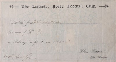 Lot 339 - The Leicester Fosse Football Club, a season ticket subscription for the 1892-3 season