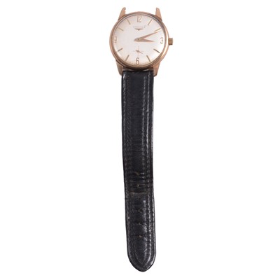 Lot 1028 - Longines - a gentleman's 9 carat yellow gold manual wind wristwatch.