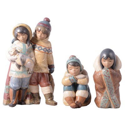 Lot 98 - Large Lladro group 'Arctic Allies' and two other Inuit series figures