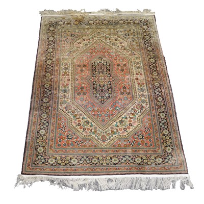 Lot 497 - Persian part silk rug.