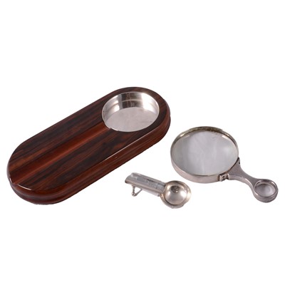 Lot 315 - Asprey & Co desktop cigar stand; another cigar stand, and a silver magnifying glass