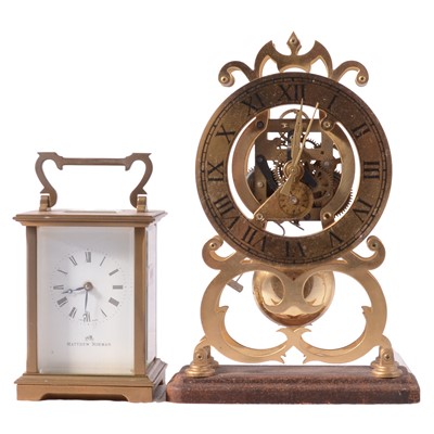 Lot 268 - Swiss carriage timepiece and a modern skeleton clock.