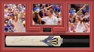 Lot 337 - Cricket interest: a signed cricket bat with a photograph montage of Kevin Pietersen
