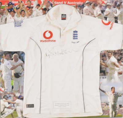 Lot 330 - Cricket interest: signed artwork by Michael Vaughan, and signed photograph by Freddie Flintoff