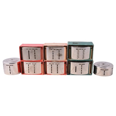 Lot 211 - Eight early 20th century chrome bank savings boxes - National
