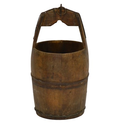 Lot 328 - Continental wrought iron mounted wooden pail