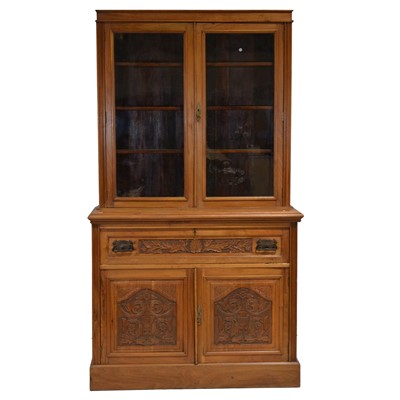 Lot 320 - Victorian carved walnut bookcase secretaire