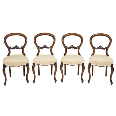 Lot 481 - Set of six Victorian walnut balloon back chairs