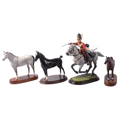 Lot 89 - Ballantynes composition model of a Cavalry officer and three Beswick pottery horses