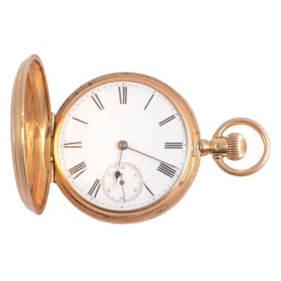 Lot 1092 - An 18 carat yellow gold full hunter pocket watch.
