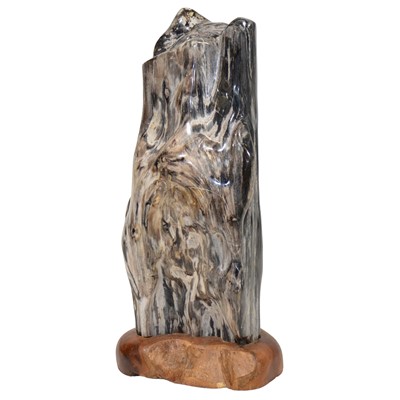 Lot 88 - Large Indonesian fossilised tree fragment, on hardwood base