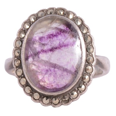 Lot 427A - A Blue John and marcasite cluster ring.