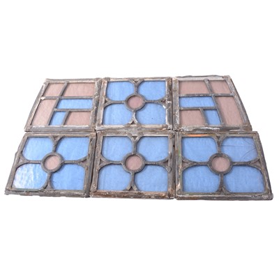 Lot 243 - Eleven leaded and stained glass panels