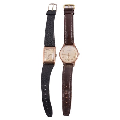Lot 1034 - Two gentlemen's 9 carat yellow gold wristwatches.