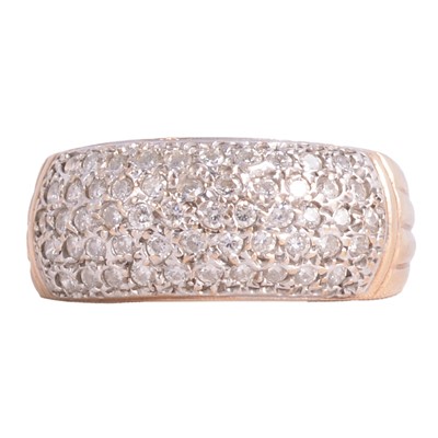 Lot 86 - A diamond half hoop domed ring.