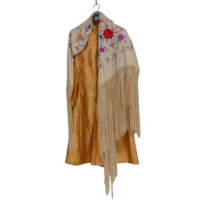 Lot 547 - A lady's Indian Nehru coat an embroidered piano shawl.