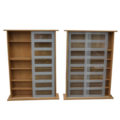 Lot 84N - Two modern CD storage shelves with sliding glass doors, and other CD shelving