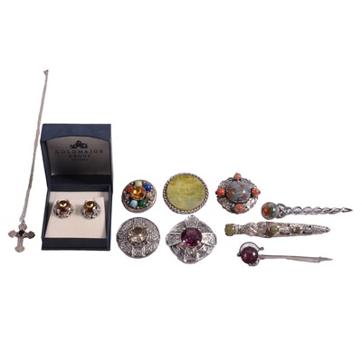 Lot 438 - A collection of Scottish silver and costume jewellery.